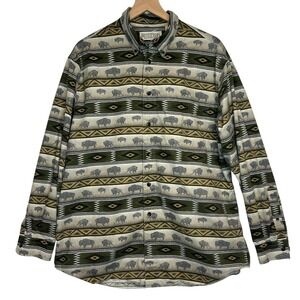 Roundtree & Yorke Outfitters Shirt Mens L Cabincore Buffalo Aztec Western Print